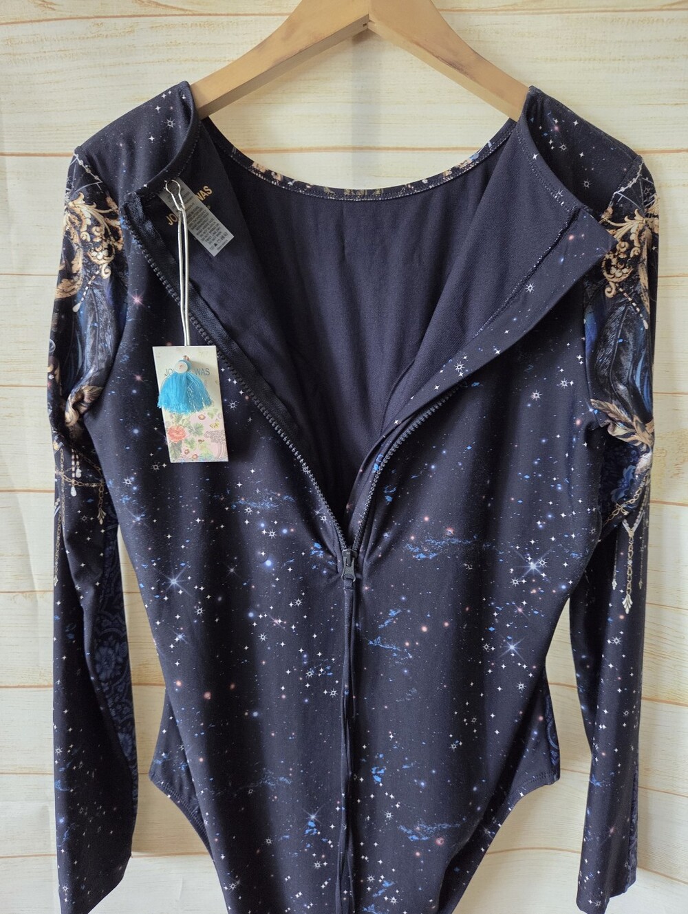 Johnny Was Supernova Surf One Piece Long Sleeve Swimsuit Rashguard Blue Size XL - Picture 8 of 13